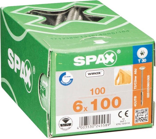 Vis bois Diam. 6 x 100 mm Boîte de 100 - SPAX