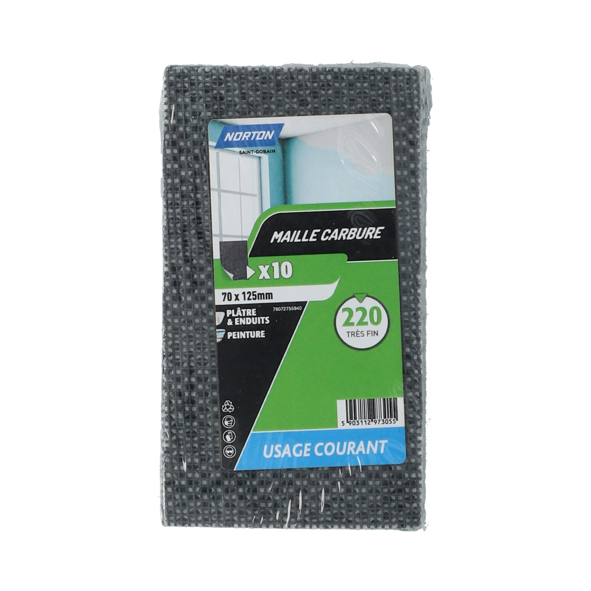 Papier abrasif grain moyen pour cale à poncer lot de 10  - NORTON - 2