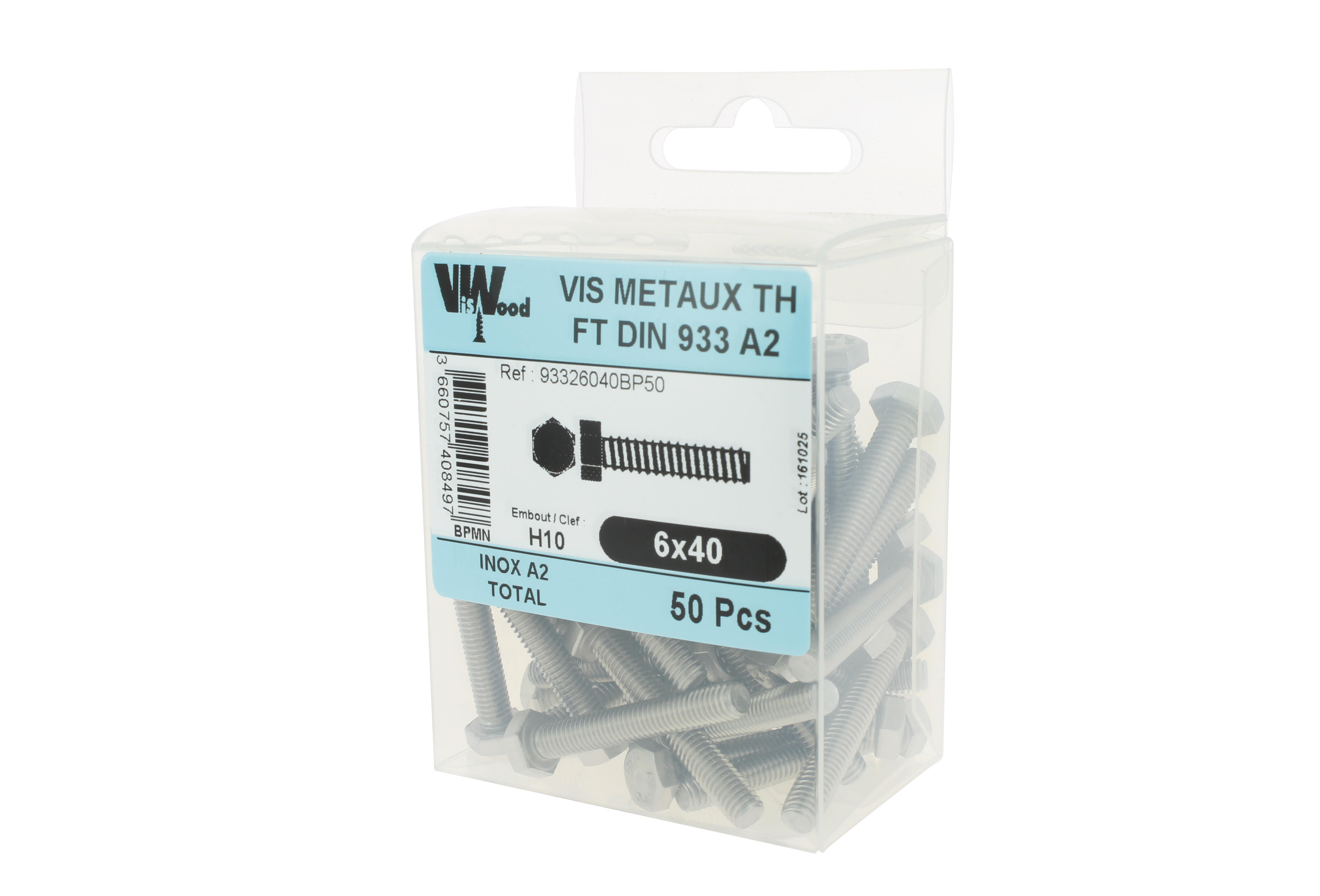 Vis métaux inox A2 Diam. 6 x 40 mm Boîte de 50 - VISWOOD - 2