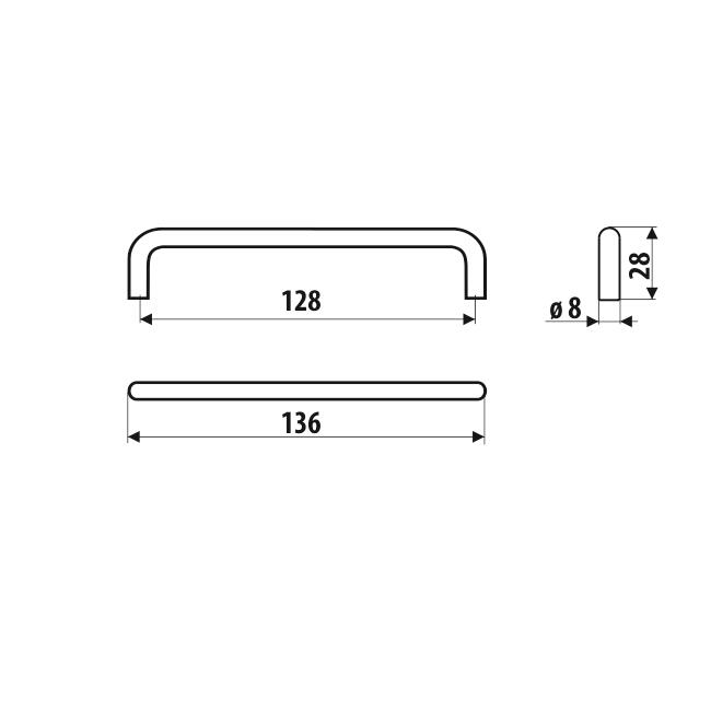 Poignée Acier finition noir mat entraxe 128 mm - US10 - 2