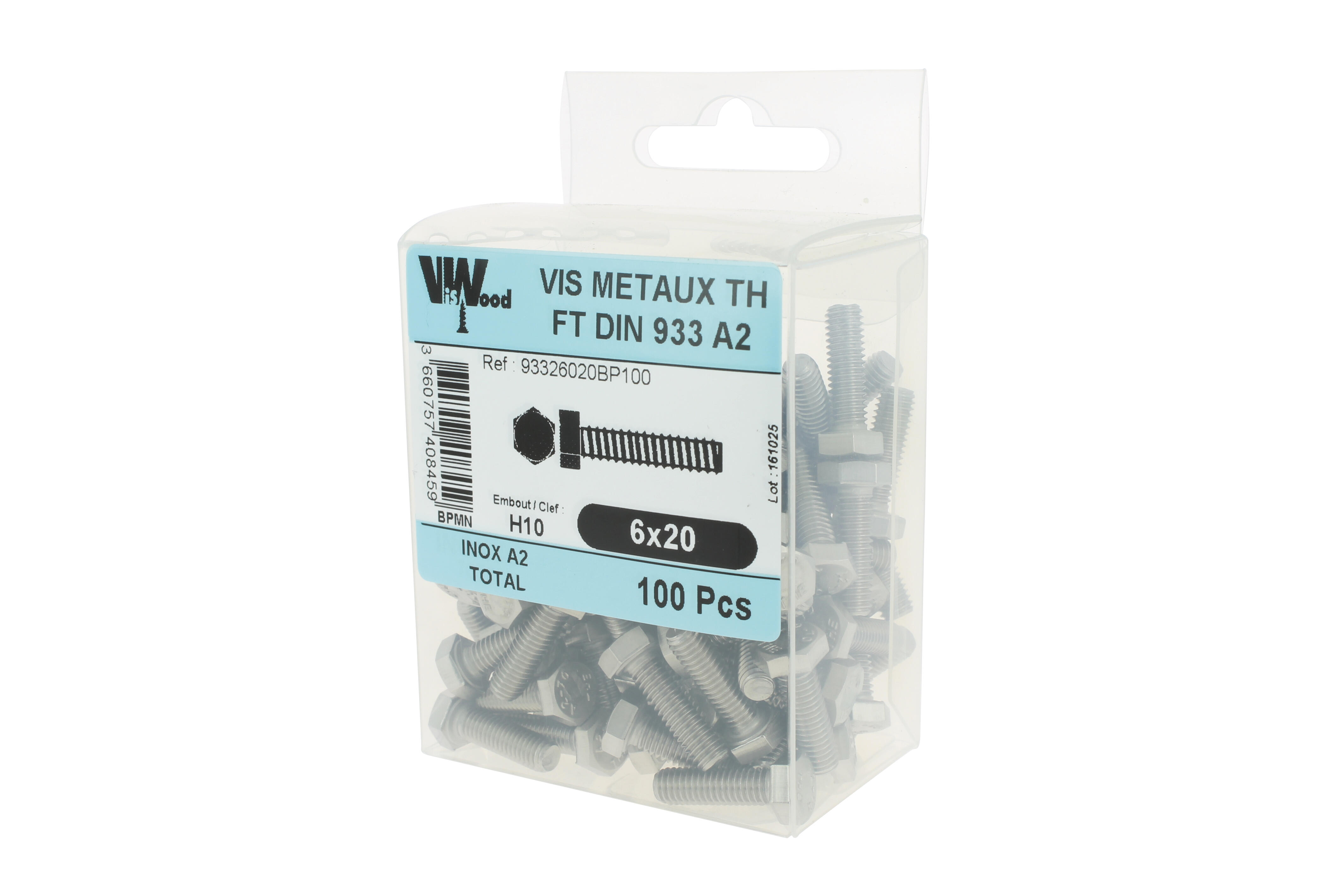 Vis métaux inox A2 Diam. 6 x 20 mm Boîte de 100 - VISWOOD - 2