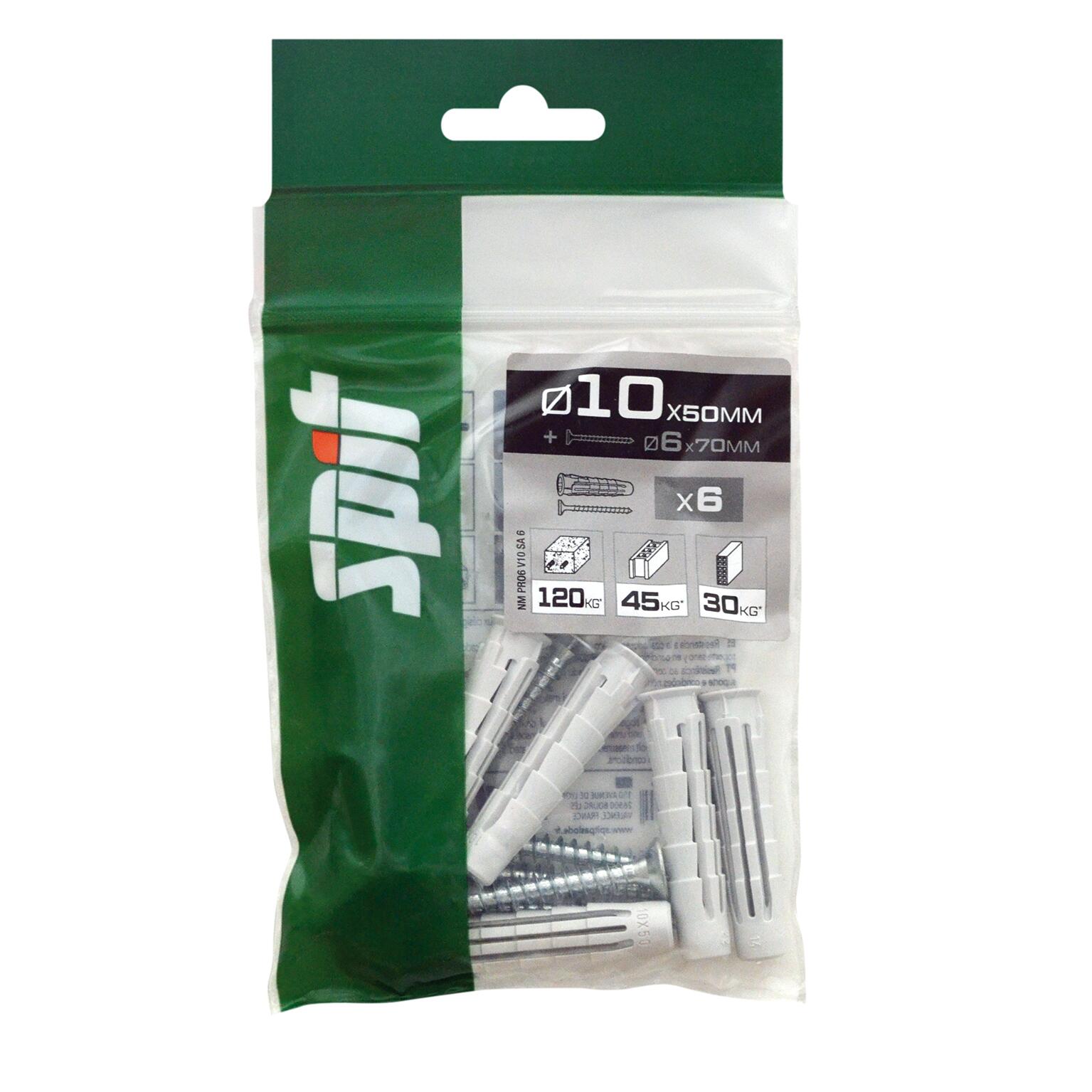Cheville nylon avec vis multi-matériaux Diam.10 mm x 50 mm - SPIT Pro6 (lot de 6) - 3