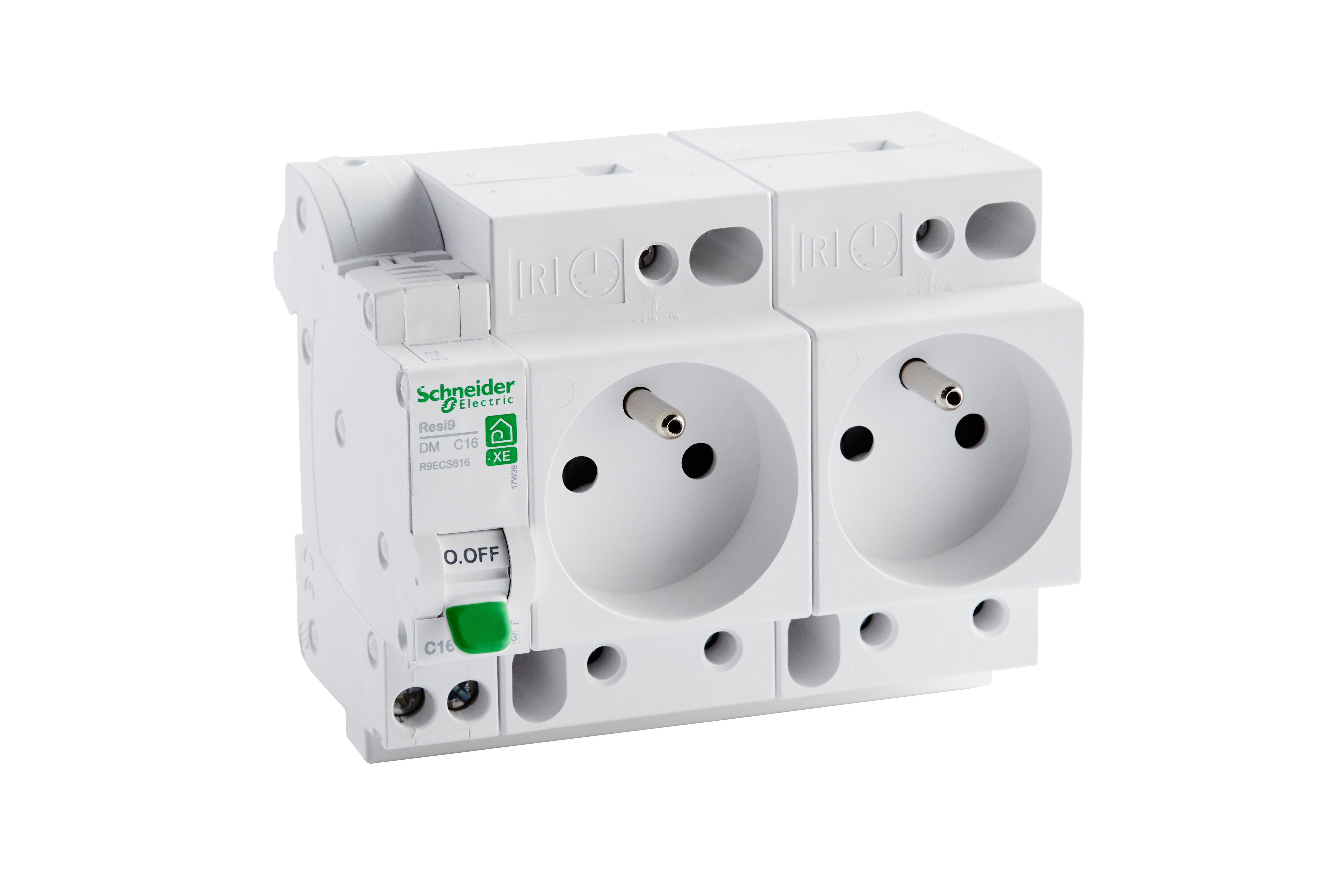 Disjoncteur + 2 prises modulaires 16A Resi9 XE - SCHNEIDER ELECTRIC - 2