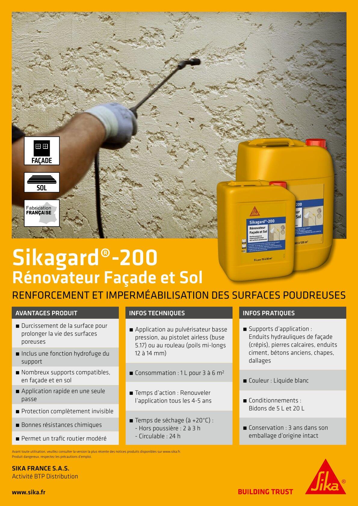 Rénovateur et imperméabilisant façade et sol 5L Sikagard 200 - SIKA - 2
