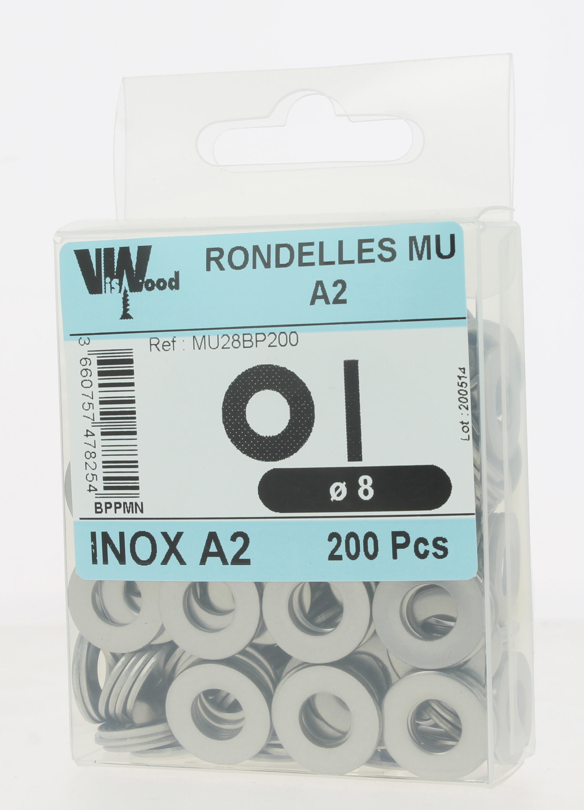 Rondelles moyennes MU inox A2 Diam. 8 x 18 mm Boîte de 200 - VISWOOD - 3