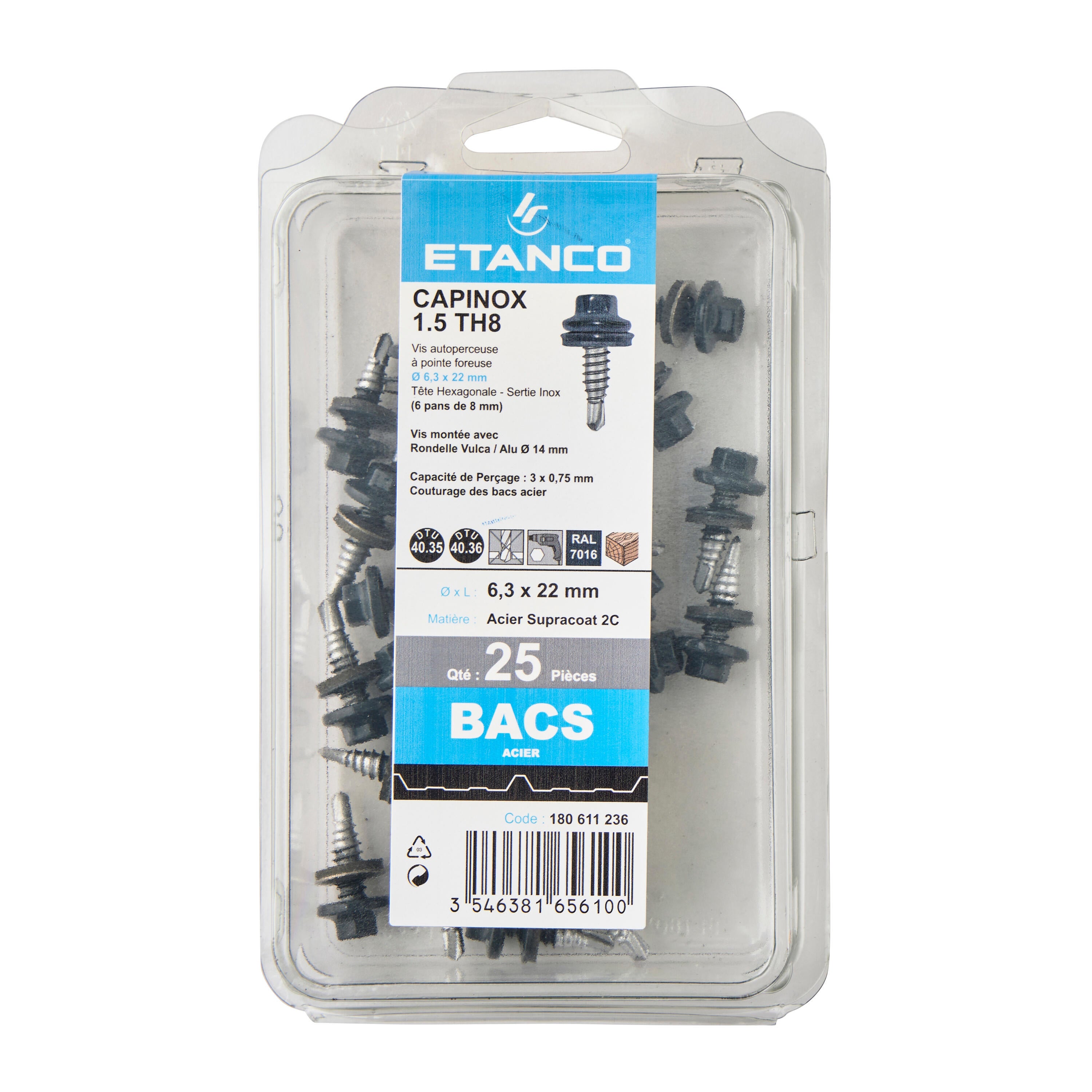 Vis autoforeuse Diam. 6,3 x 22 mm Boîte de 25 - ETANCO - 3