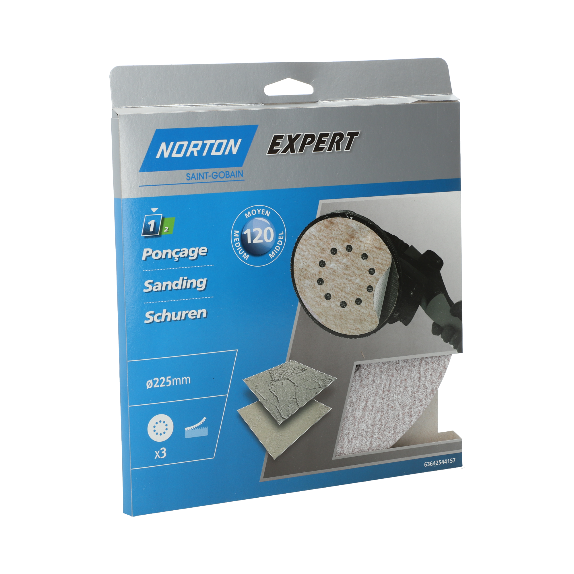 Disque abrasif pour ponceuse à plâtre Diam.225 mm Lot de 3  - NORTON - 3