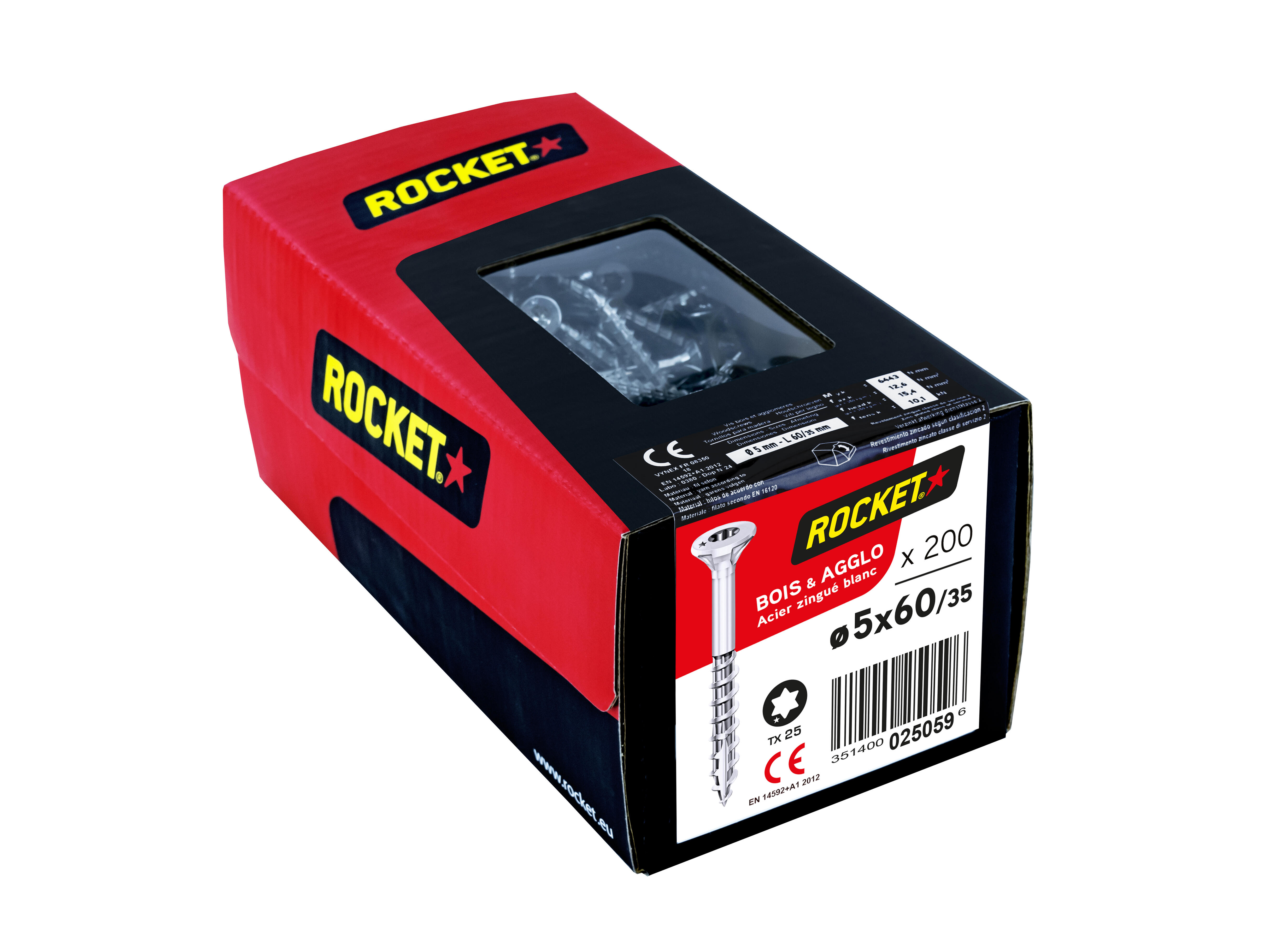 Vis bois acier zingué Diam. 5 x 60 mm Boîte de 200 - ROCKET - 2