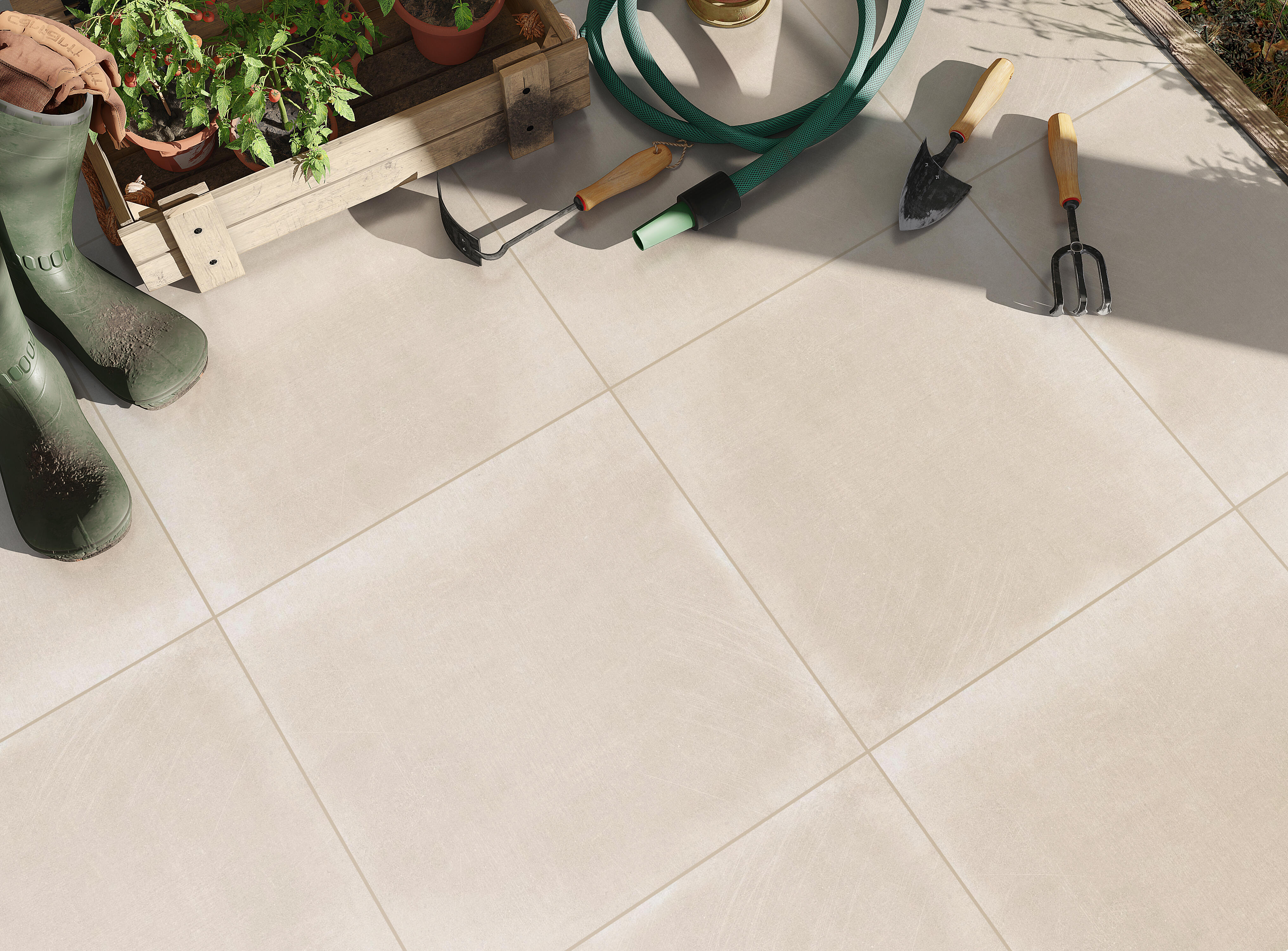 Dalle carrelage extérieur effet béton l.60 x L.60 cm - Rebel Beige - 2