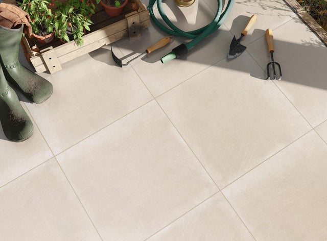 Dalle Carrelage extérieur effet béton l.60 x L.60 cm - Rebel Beige