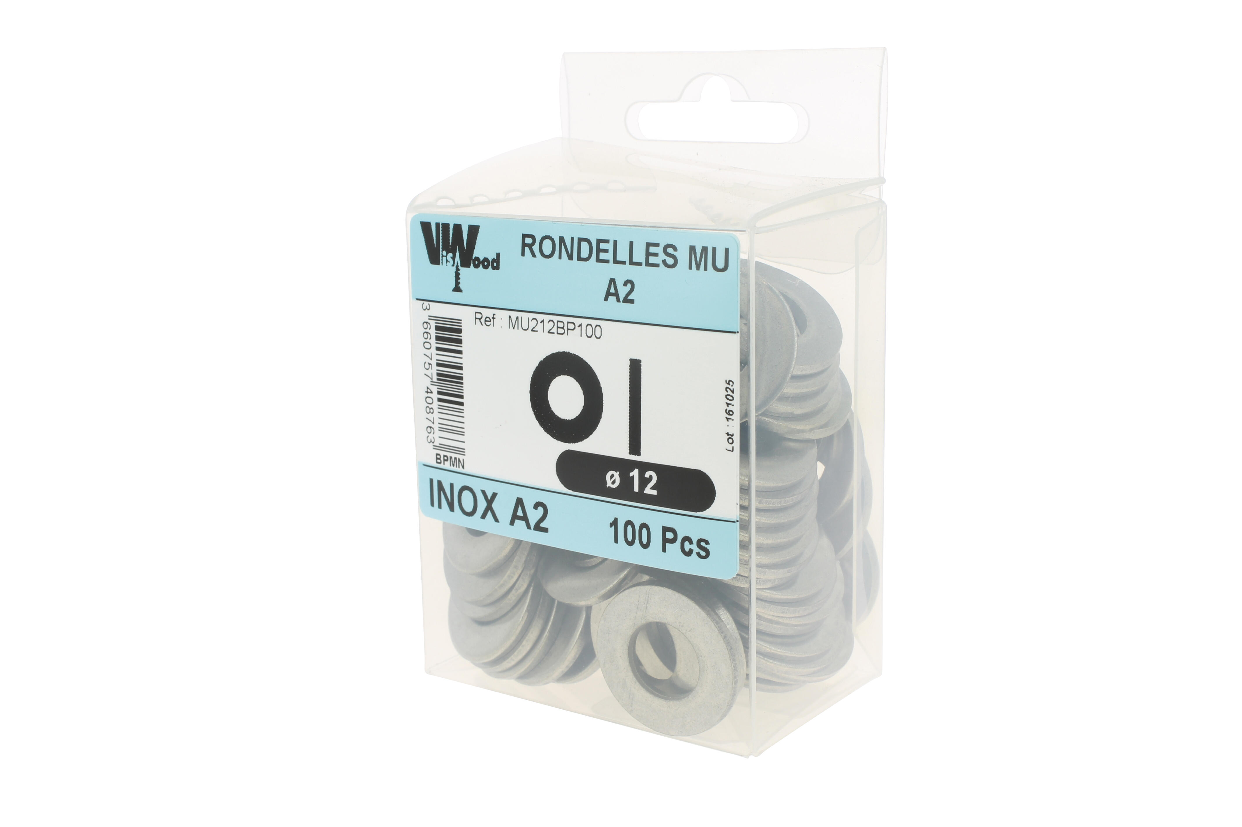 Rondelles moyennes MU inox A2 Diam. 12 x 27 mm Boîte de 100  - VISWOOD - 2