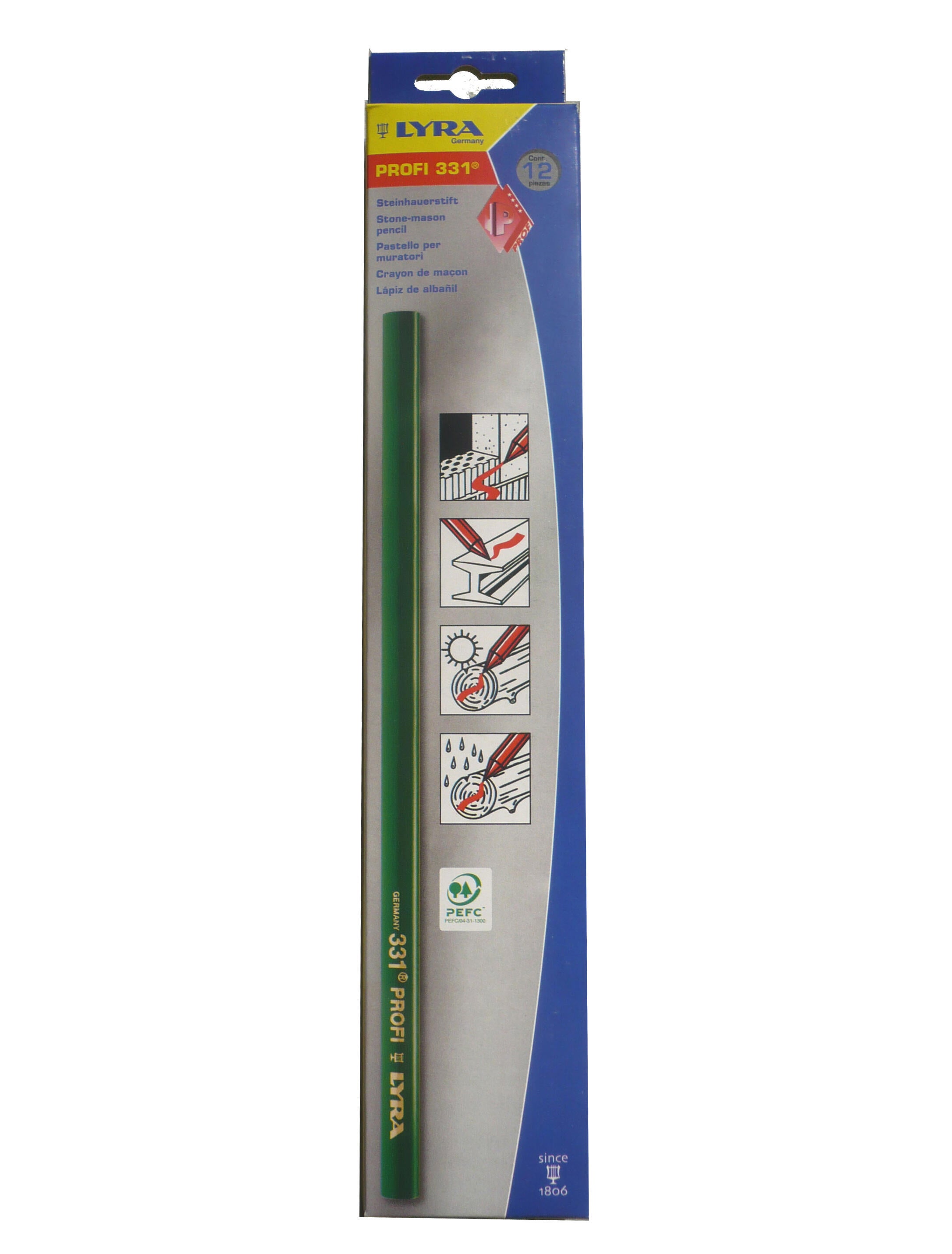 Boîte de 12 crayons de maçon L.30 cm - LYRA  - 2
