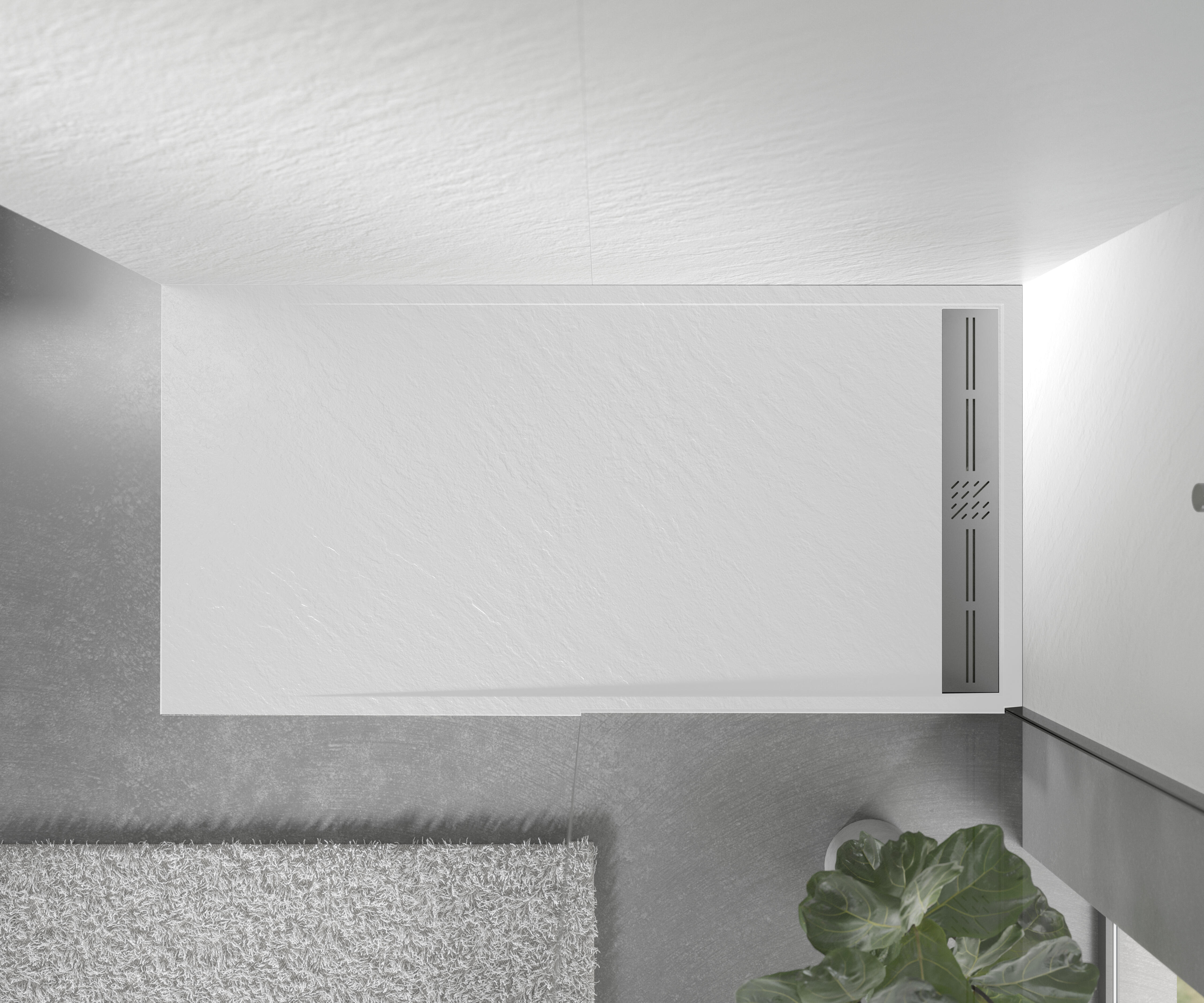 Receveur de douche extra-plat L.160 x l.90 cm Ep.2,8 cm résine blanc Senstures Caniveau - 3