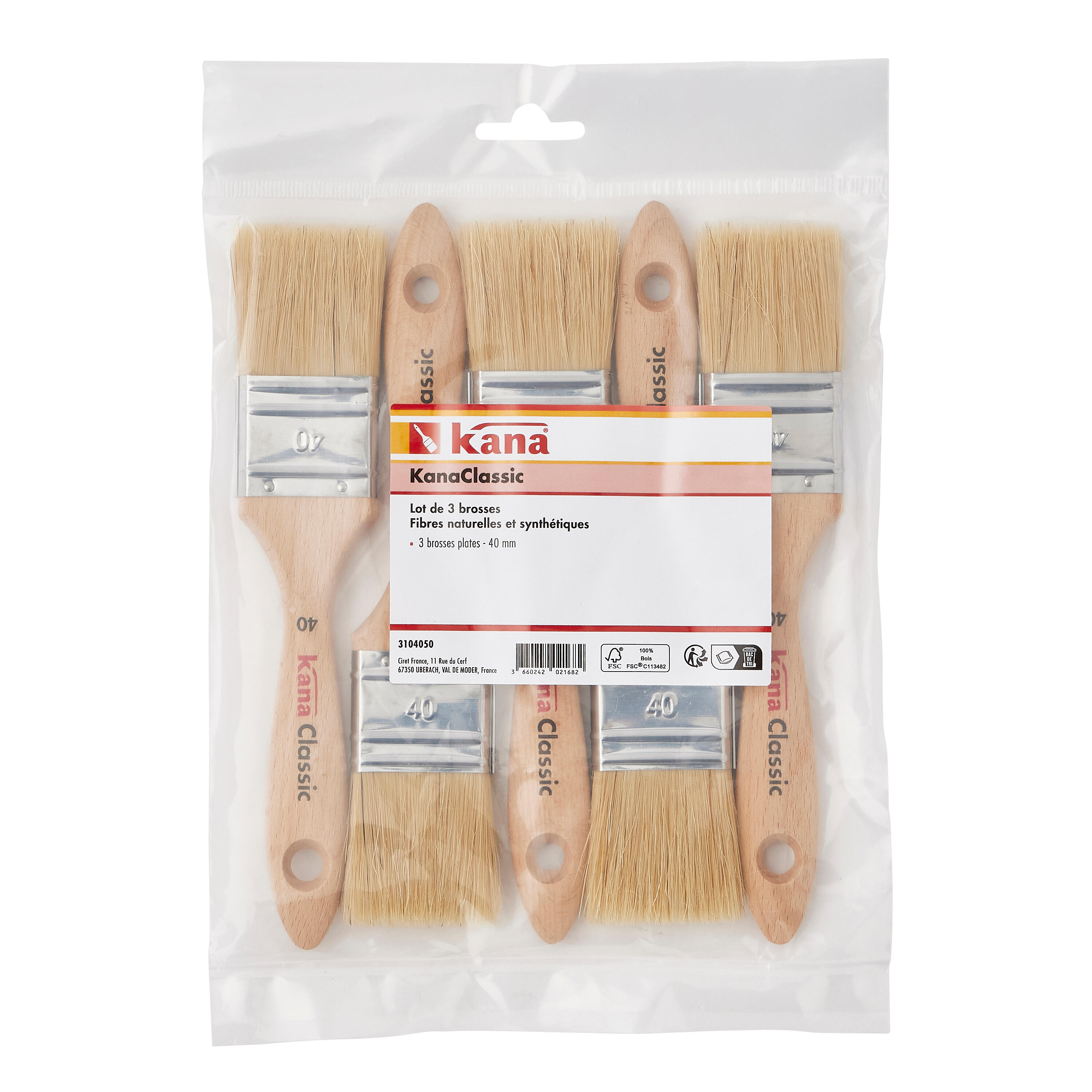 Pinceaux brosses plats toute peinture l.40 mm - KANA (lot de 5) - 2