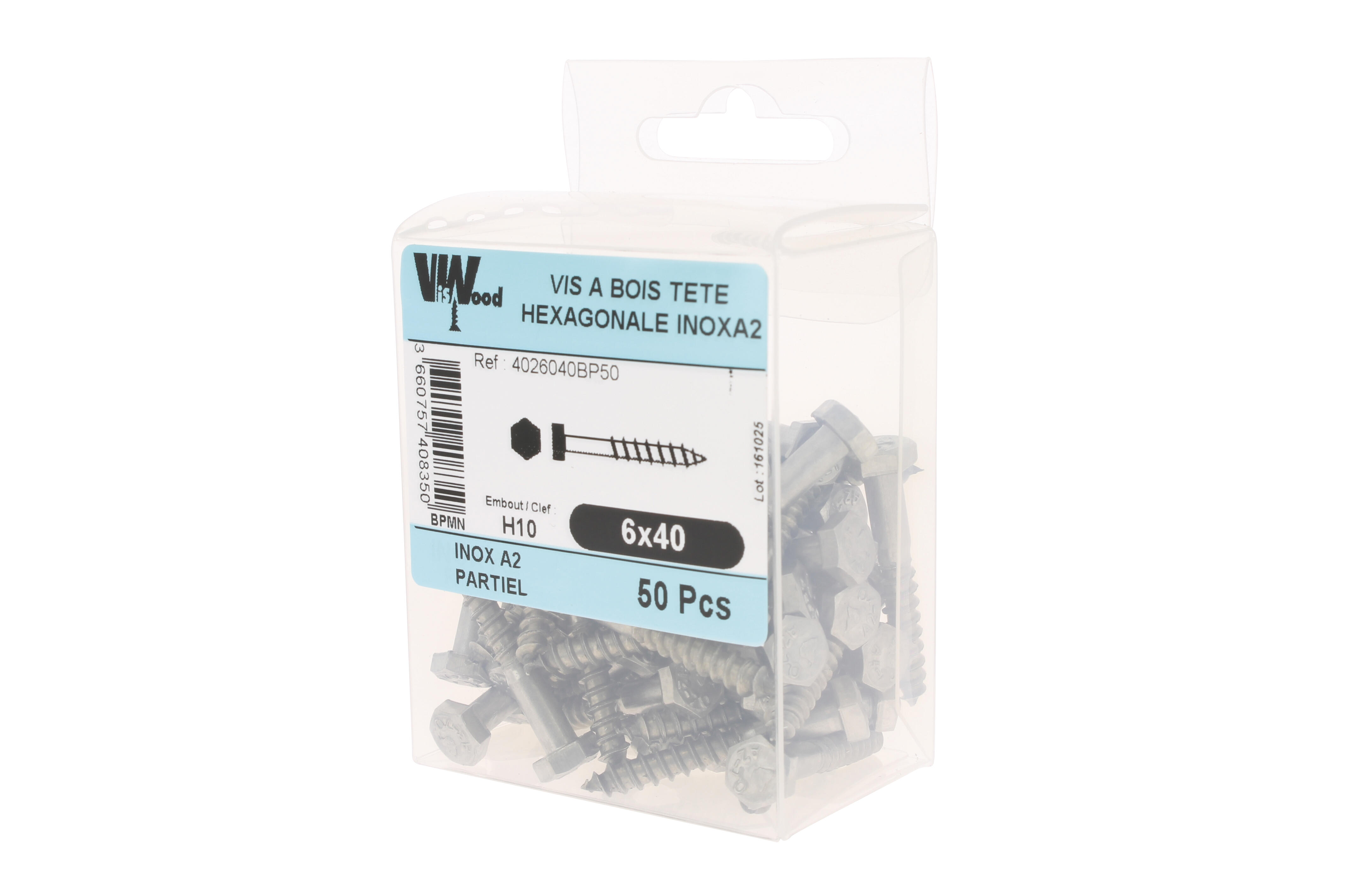 Tirefond bois inox A2 Diam. 6 x 40 mm Boîte de 50 - VISWOOD - 2