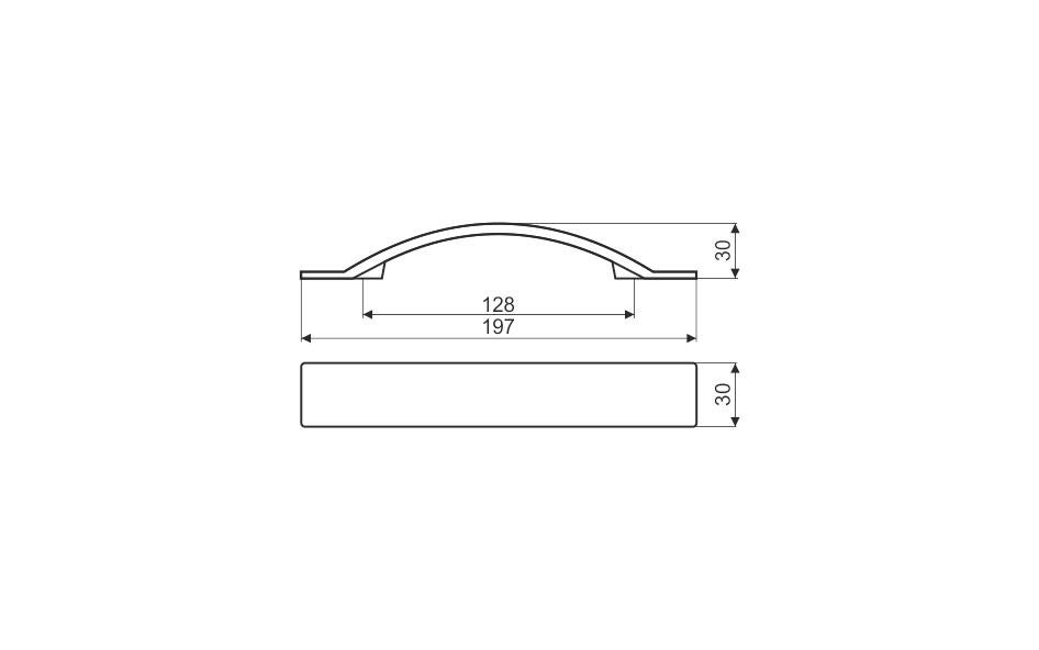 Poignée Nickel brossé entraxe 128 mm -  UU09 - 3