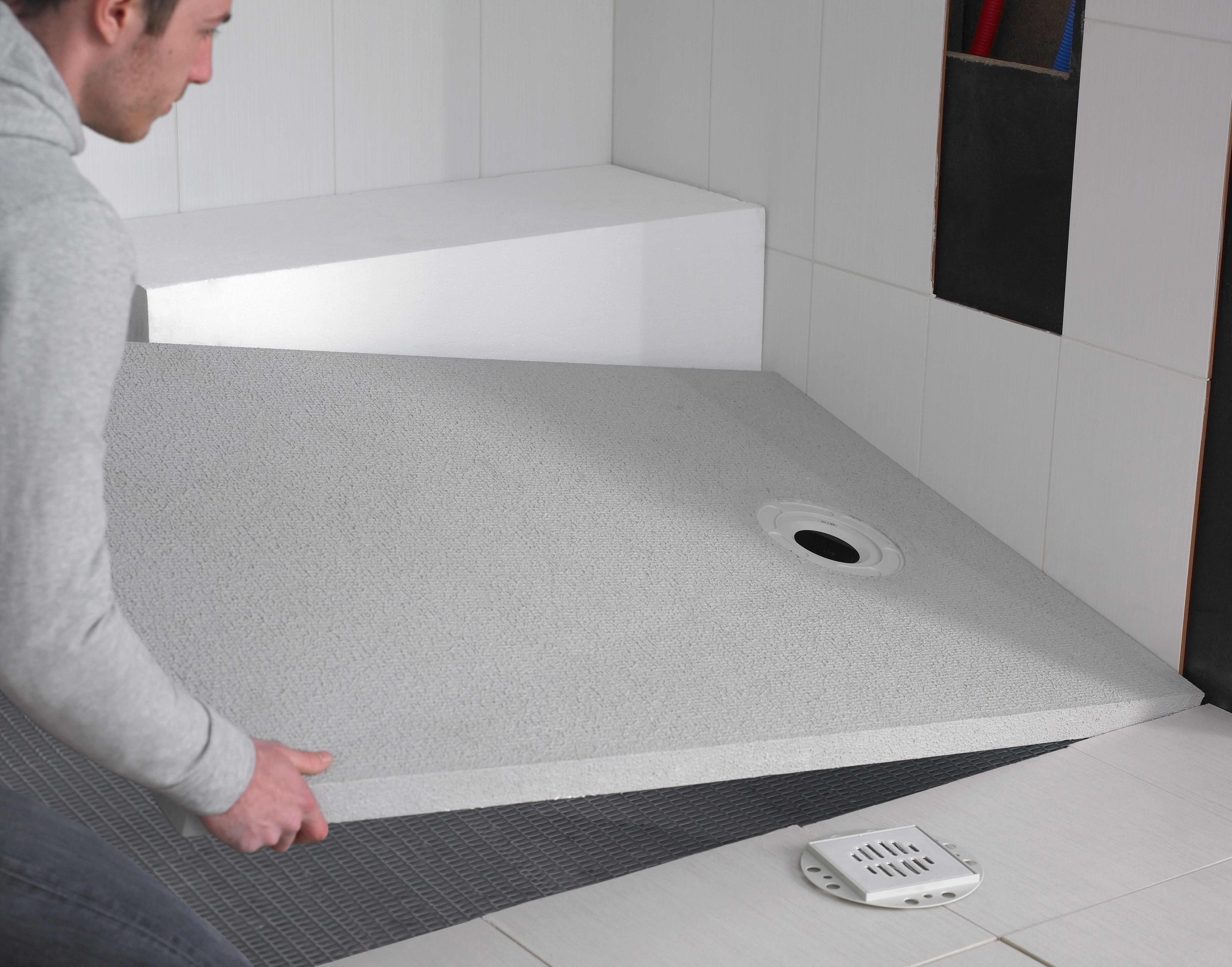 Receveur à carreler écoulement centré l.90 x L.90 x Ep.4,5 cm Slot - 4