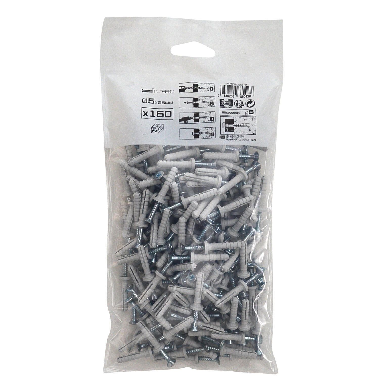 Cheville à frapper pour matériaux pleins Diam.5 mm x 25 mm - SPIT (lot de 150) - 2