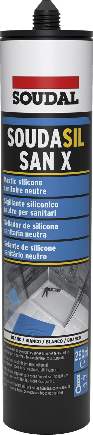Mastic silicone sanitaire Soudasil sanx neutre blanc 280 ml - SOUDAL
