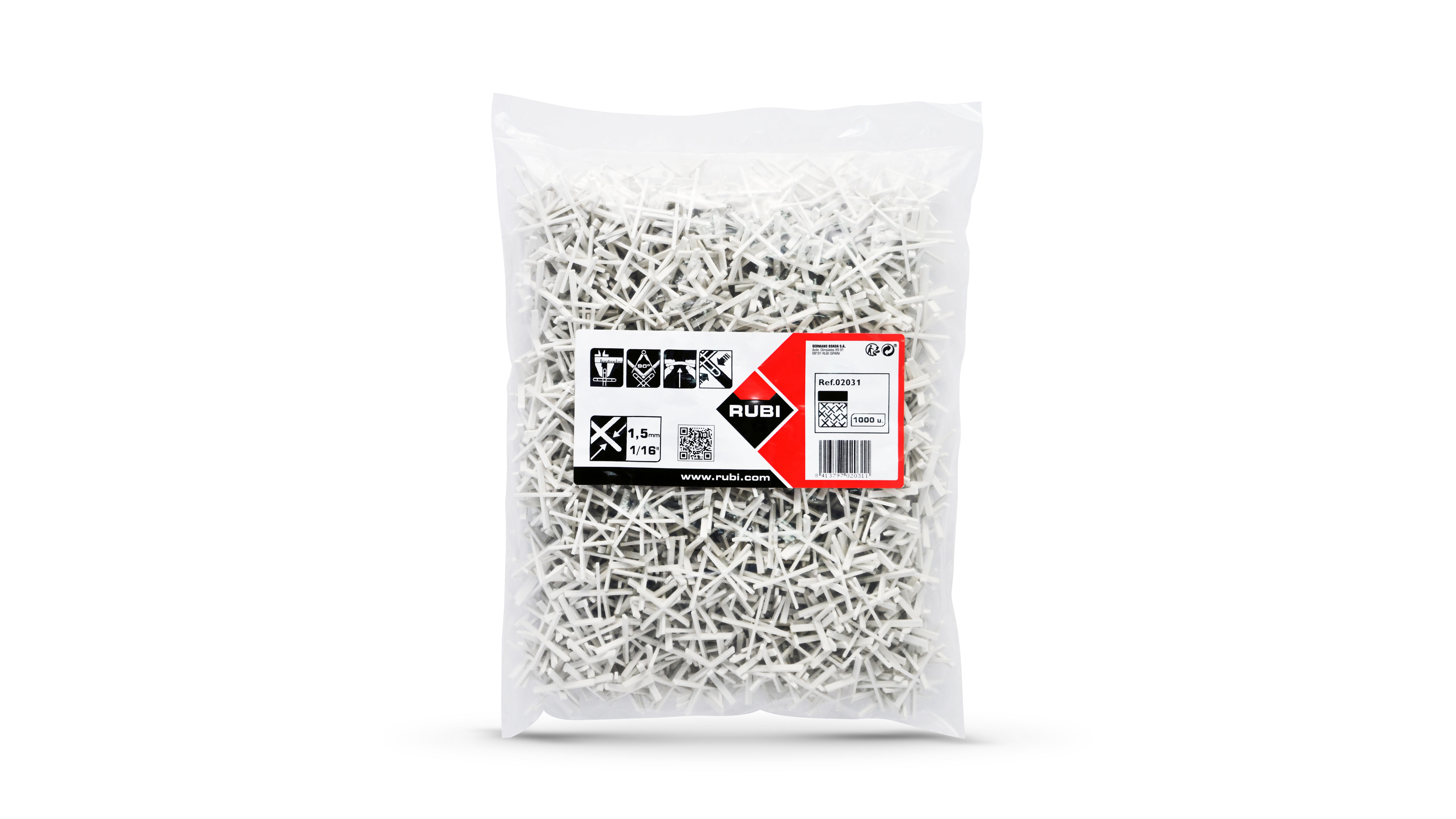 Croisillons standards pour carrelage Ep.1,5 mm en X - RUBI (sachet de 1000) - 3