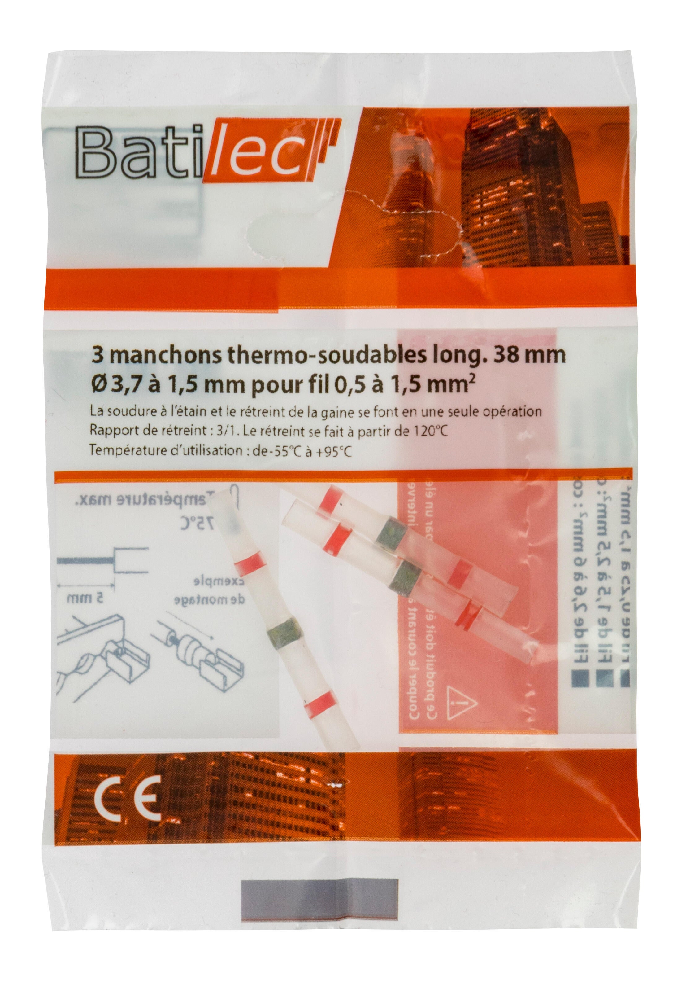 Lot de 3 batilecs manchon thermo-soudables rouge - 2