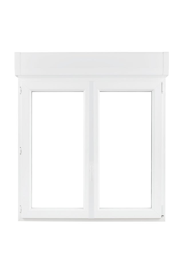 Fenêtre PVC 95x120 cm oscillo-battant 2 vantaux avec volet roulant intégré blanc