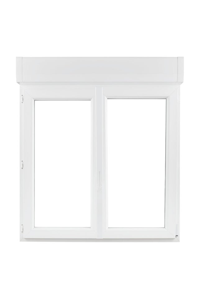 Fenêtre PVC 105x120 cm oscillo-battant 2 vantaux avec volet roulant intégré blanc