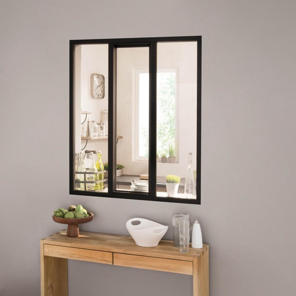 Verrière atelier aluminium coulissante, 3 vitrages inclus H.130 x l.93,20 cm noir sablé - 2
