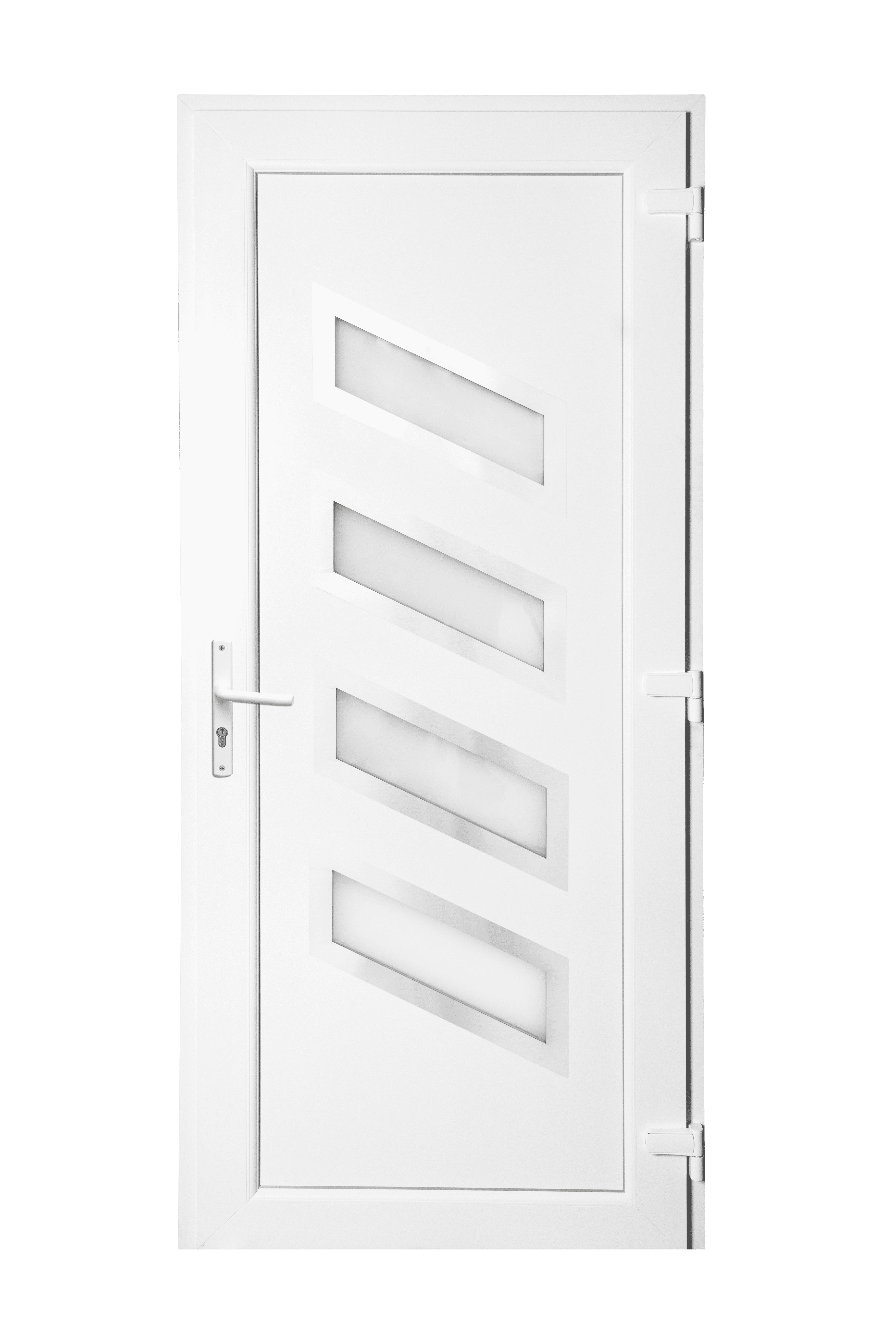 Porte d'entrée PVC blanc poussant gauche H.215 x l.90 cm Saturne - 4