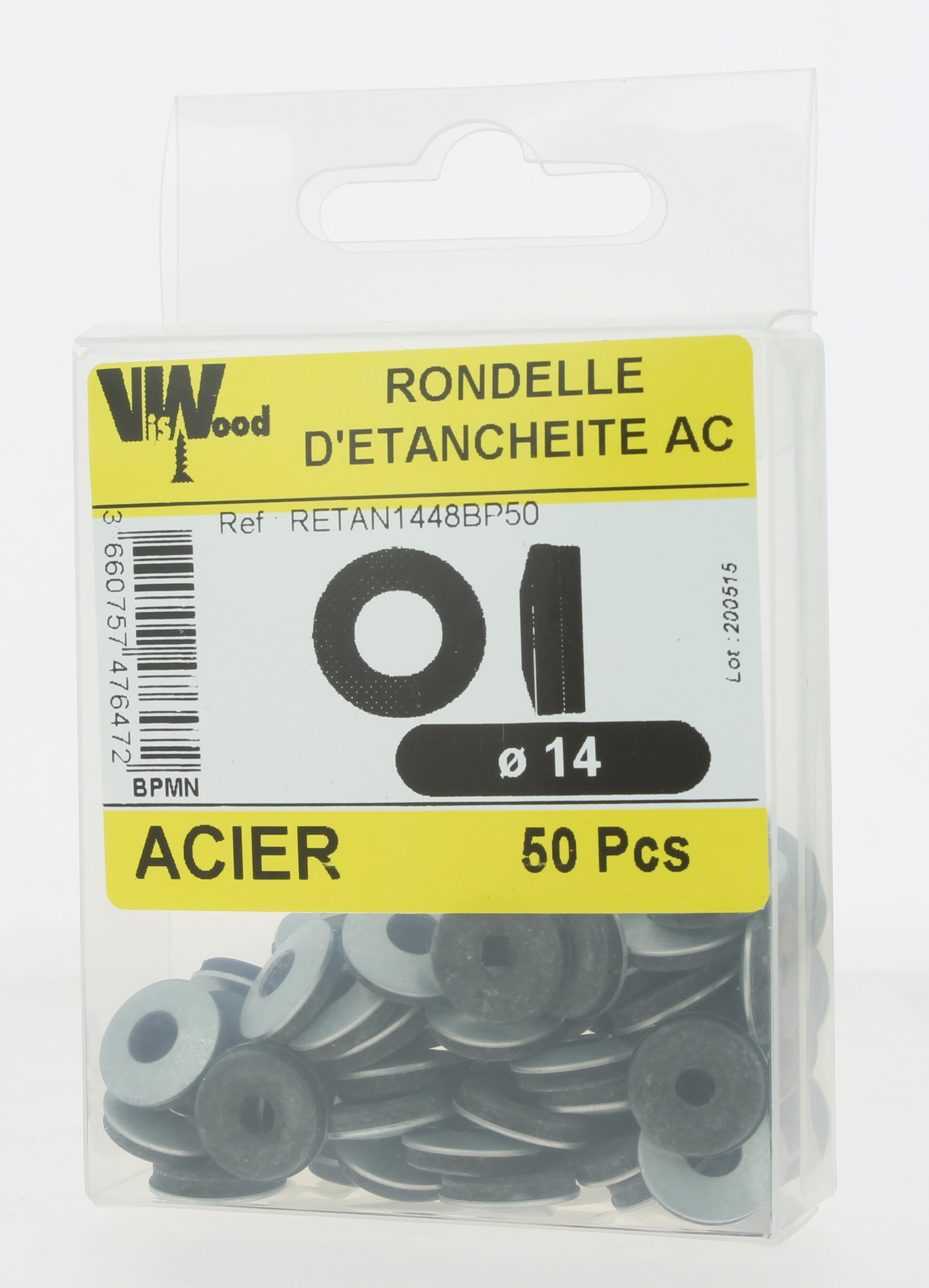 Rondelle d'étanchéité acier zingué blanc 14 x 4,2 / 4,8 mm 50 pièces - VISWOOD - 2