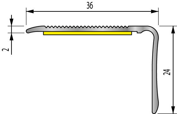 Nez de marche aluminium strié auto-adhésif L.110 x l.3,60 cm  - 3