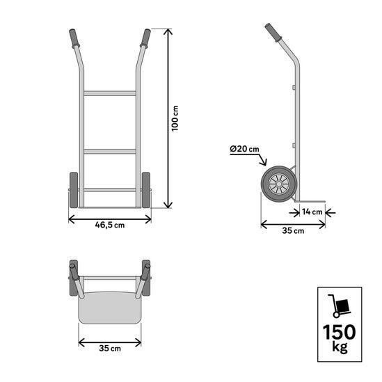 DIABLE ACIER ROUES CAOUTCHOUC 150KG - 2