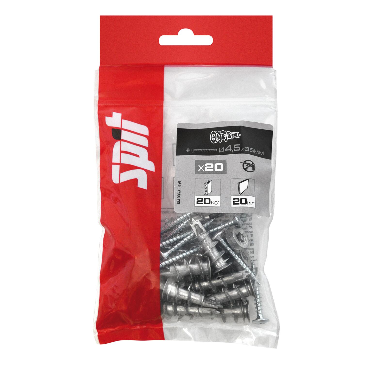Cheville autoforeuse avec vis pour matériaux creux Diam.14 mm x 35 mm - SPIT (lot de 20) - 2