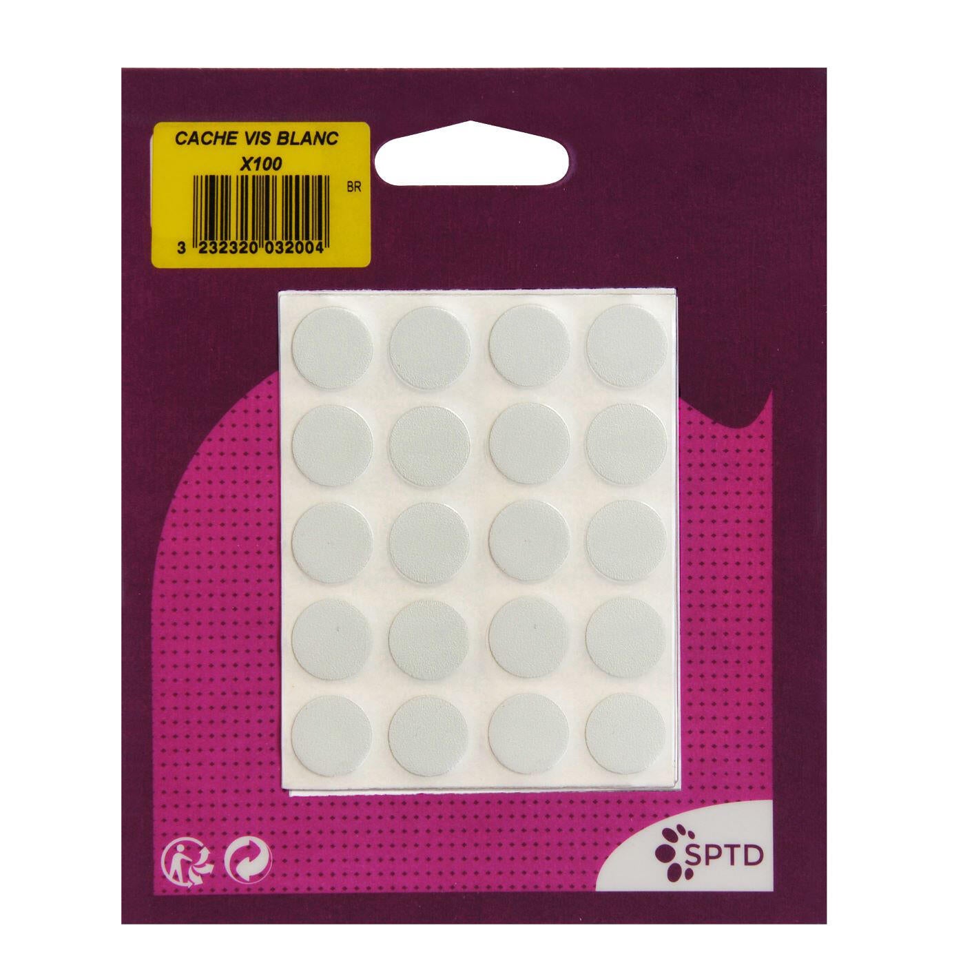 Lot de 100 cache-vis adhésifs blanc - 2