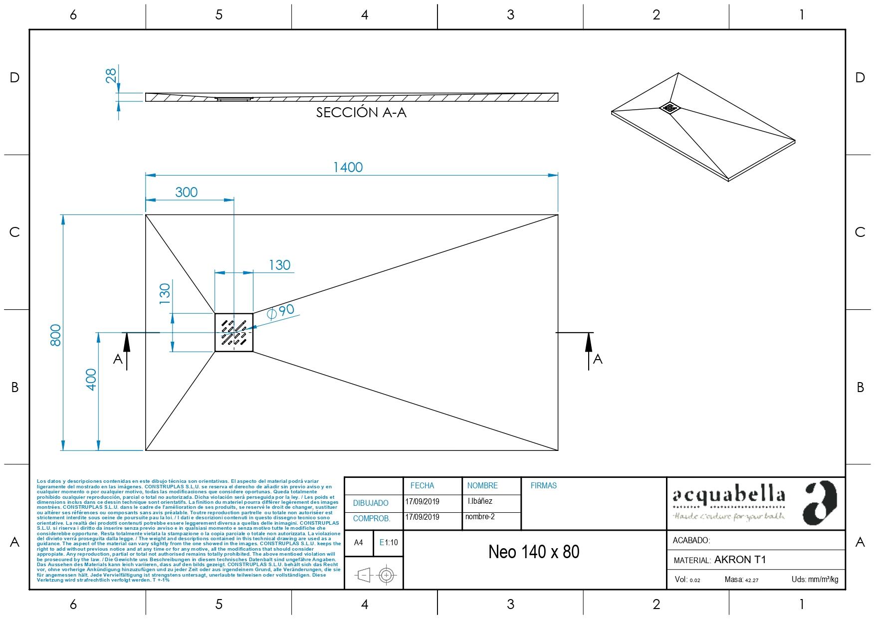 Receveur de douche extra-plat L.140 x l.80 cm Ep.2,8 cm résine blanc Senstures - 2