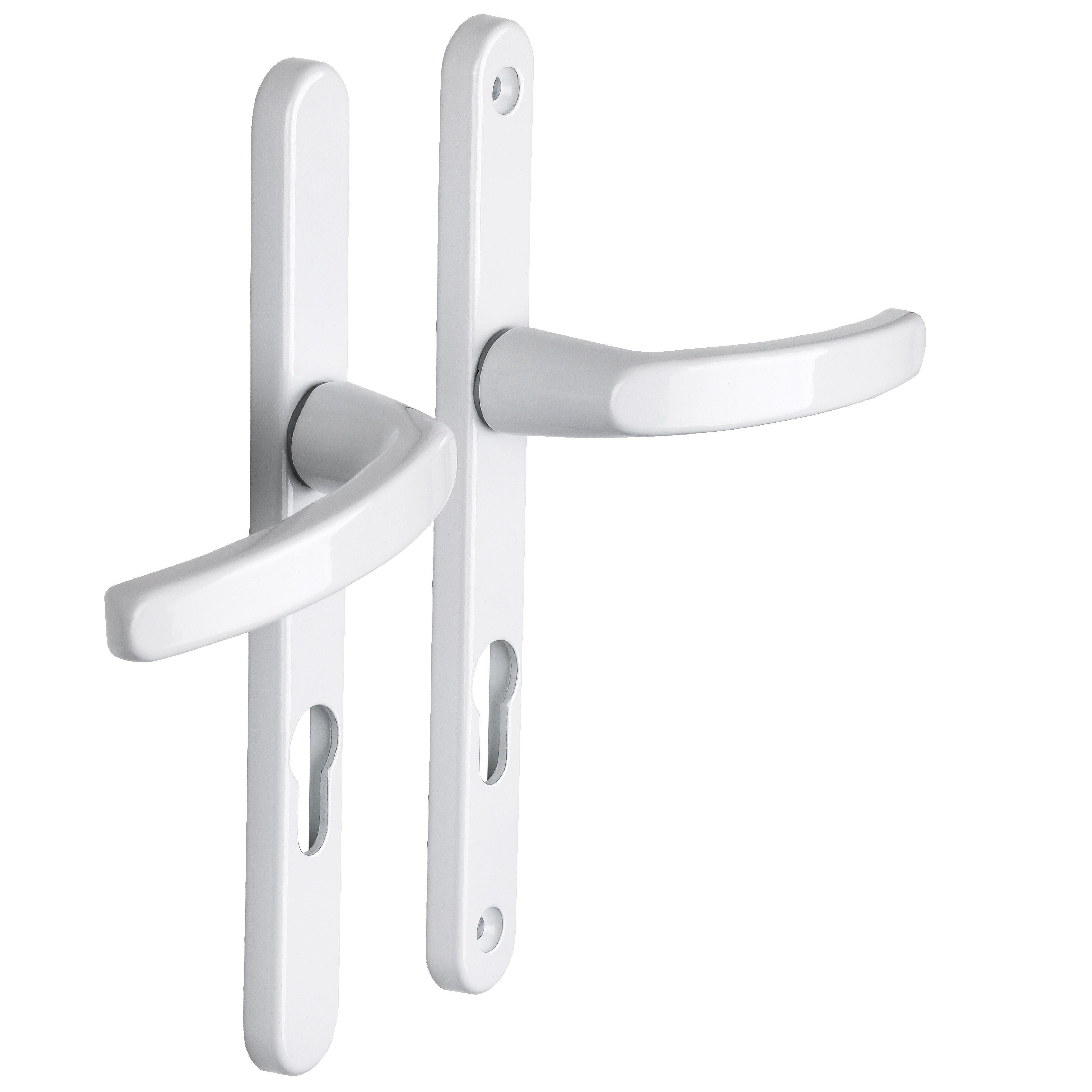 Poignée de porte sur plaque blanche entraxe 195 mm Clé en I BEVERLY x2 - 2