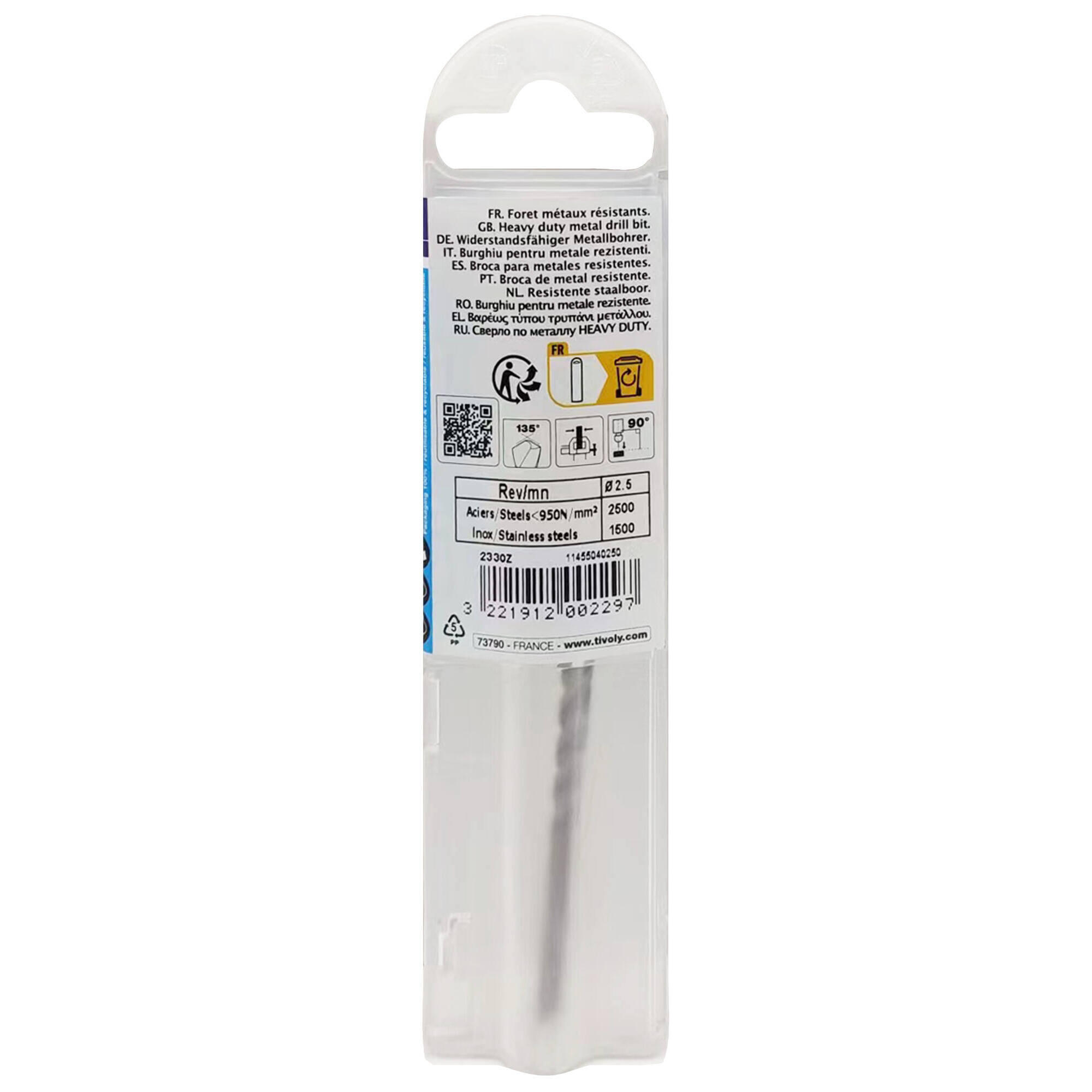 2 forets métaux HSS Cobalt 5% Diam.2,5 mm L.57 mm - TIVOLY - 4