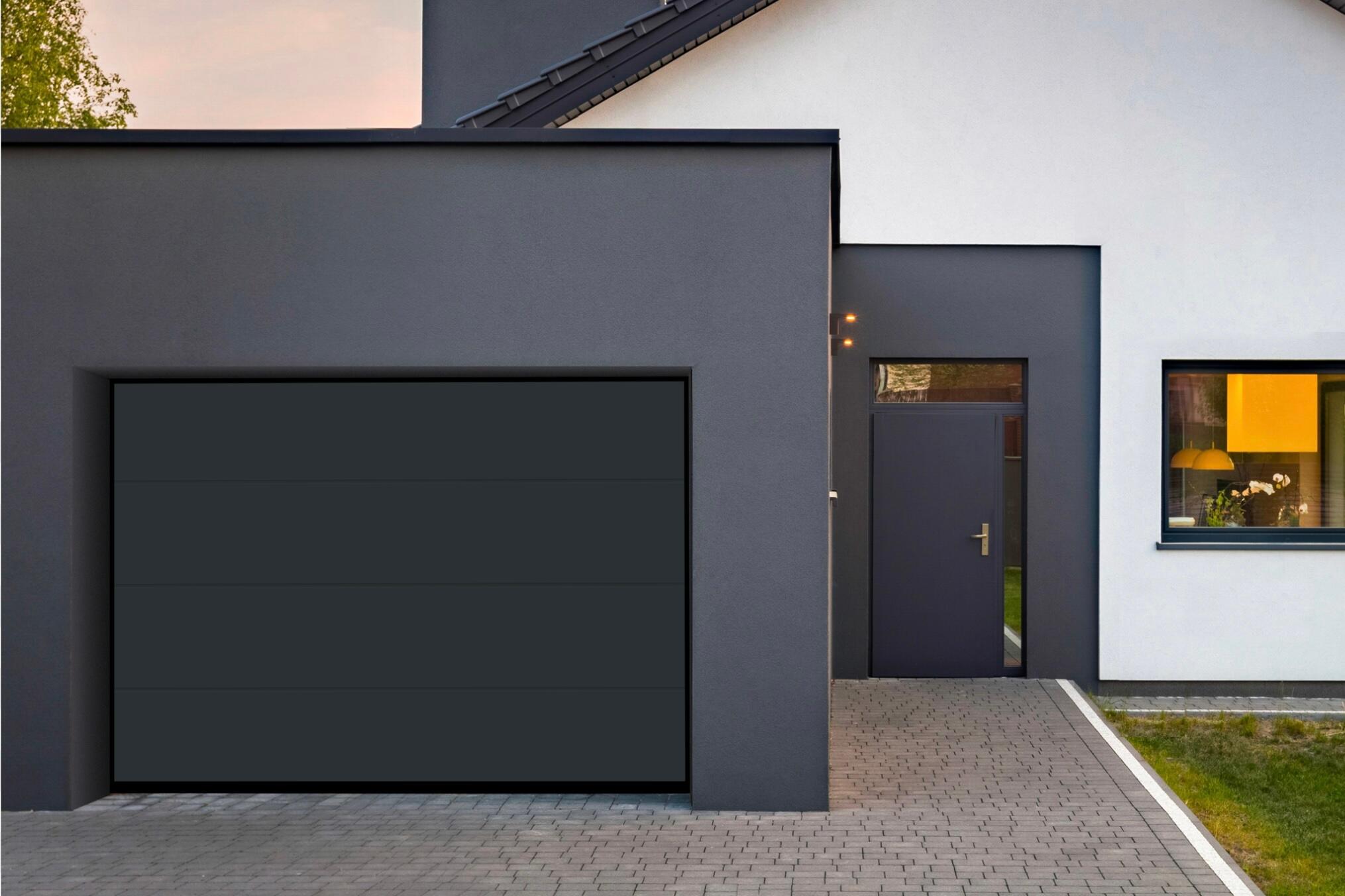 Porte de garage sectionnelle prémontée Motorisée sans rainure H.200 x l.240 Gris  - 2