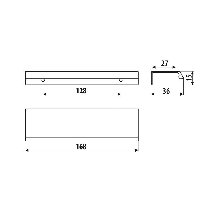 Poignée Aluminium finition noir mat entraxe 128 mm - UA123 - 2