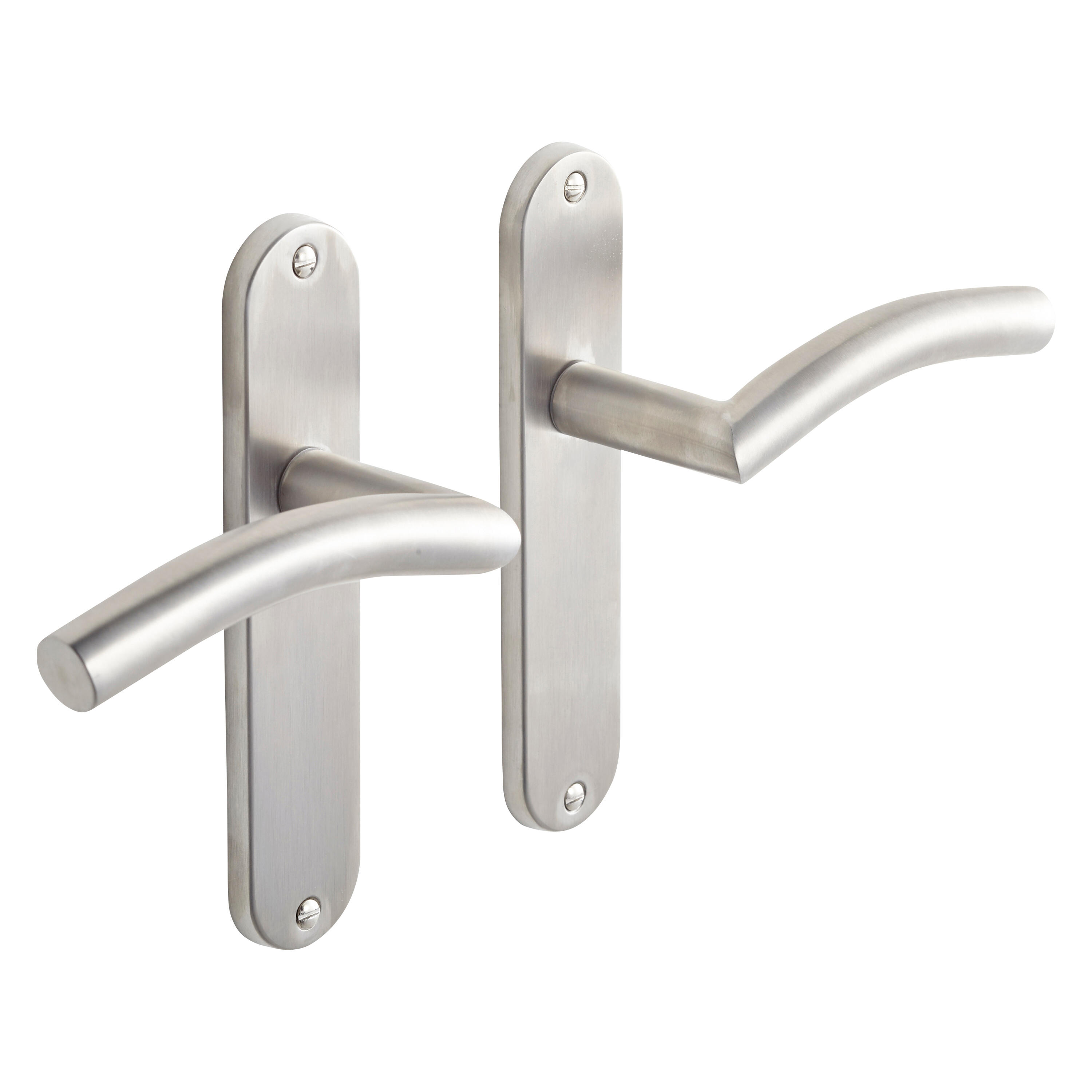 Poignée de porte sur plaque aspect nickel entraxe 165 mm bec de cane LARA x2 - 2