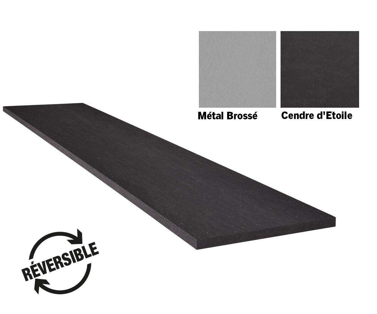 Plan de travail stratifié gris Métal brossé/Cendre d'étoile L.3070 x P.650 x ép.38 mm hydrofuge - 3