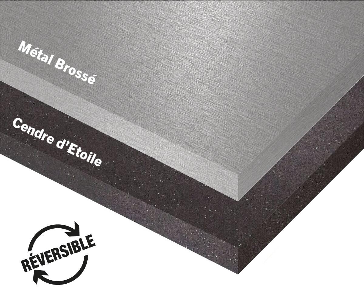 Plan de travail stratifié gris Métal brossé/Cendre d'étoile L.3070 x P.650 x ép.38 mm hydrofuge - 2