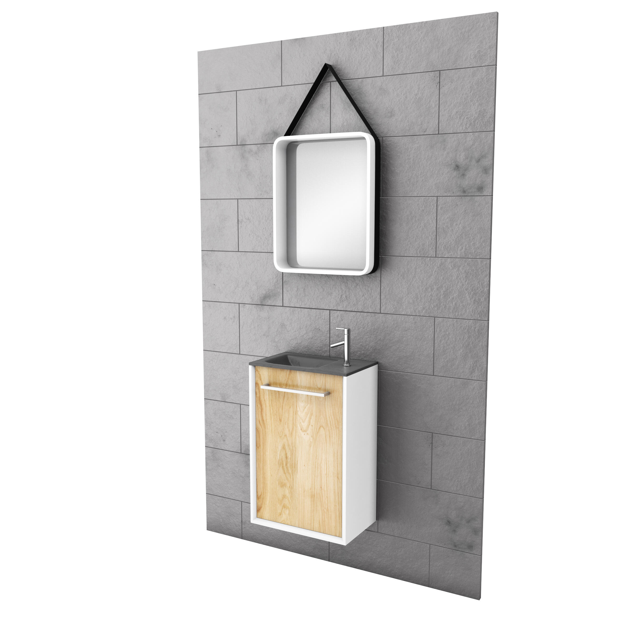 Caisson lave-mains L.40 cm décor chêne naturel Tiny 2 - 4