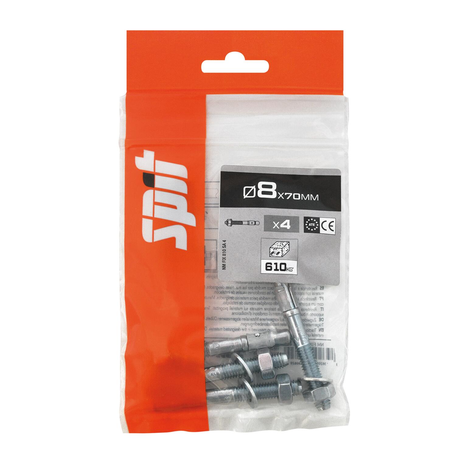 Goujon à bague multi-matériaux Diam.8 mm x 70 mm - SPIT Fix3 (lot de 4) - 2
