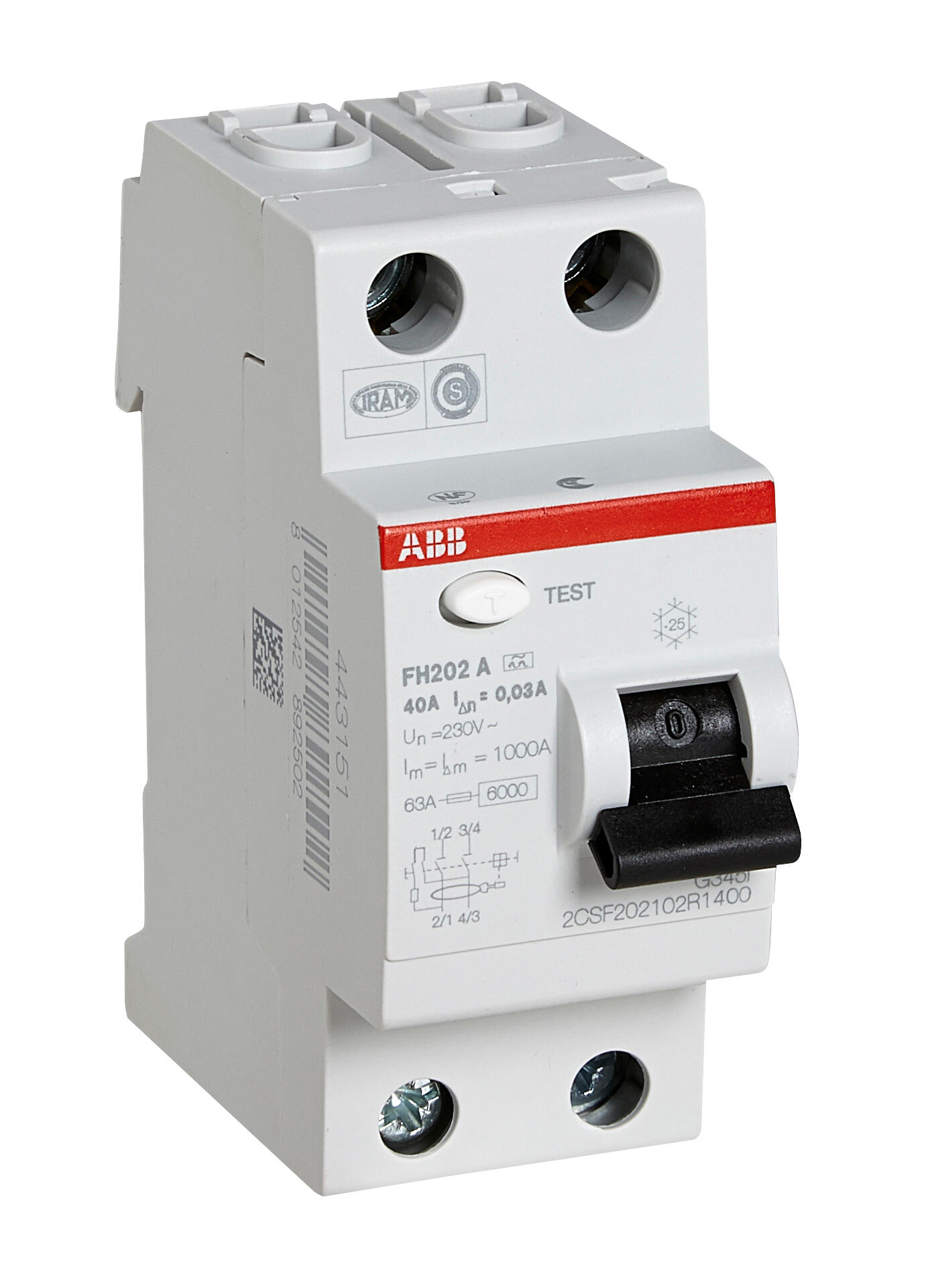 Interrupteur différentiel a vis 40a 30MA type A - ABB - 2