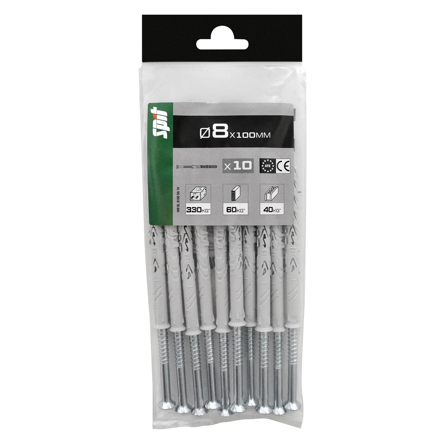 Cheville traversante multi-matériaux Diam.8 mm x 100 mm - SPIT Blong (lot de 10) - 2