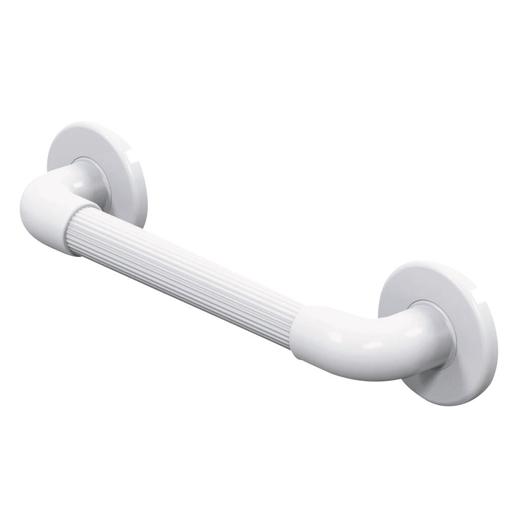 Barre d’appui droite 30 cm texture cannelée gainée UPVC blanc- 01400WH-LS AKW - 2