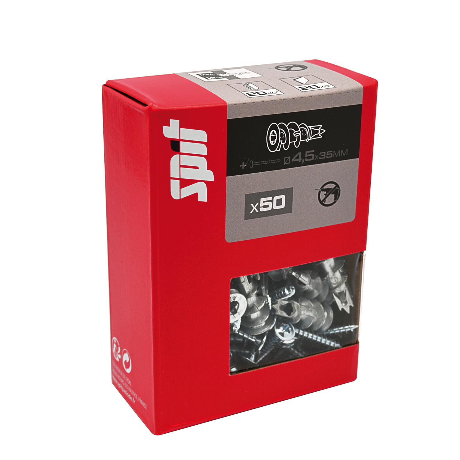 Cheville autoforeuse avec vis pour matériaux creux Diam.14 mm x 35 mm - SPIT (lot de 50) - 2