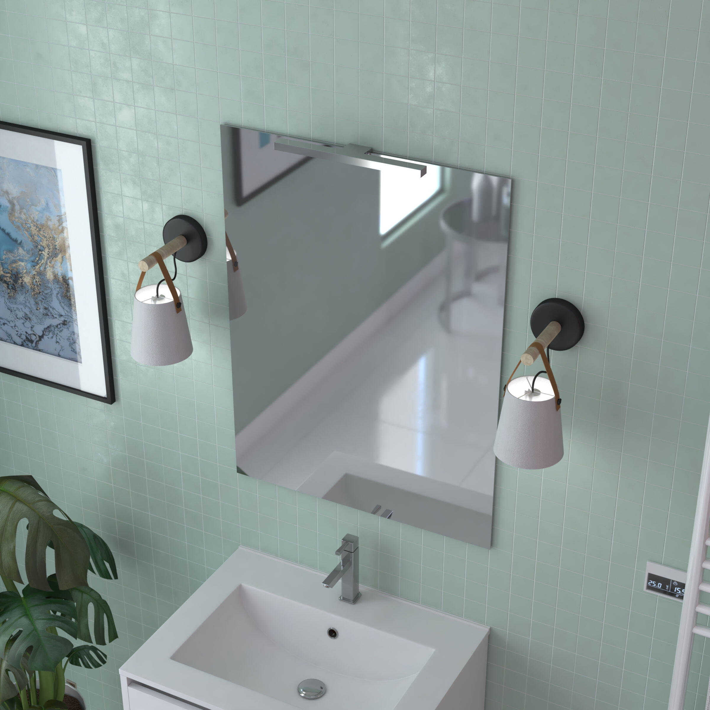 Miroir avec led réglette 80 x 60 cm ATOS - 3