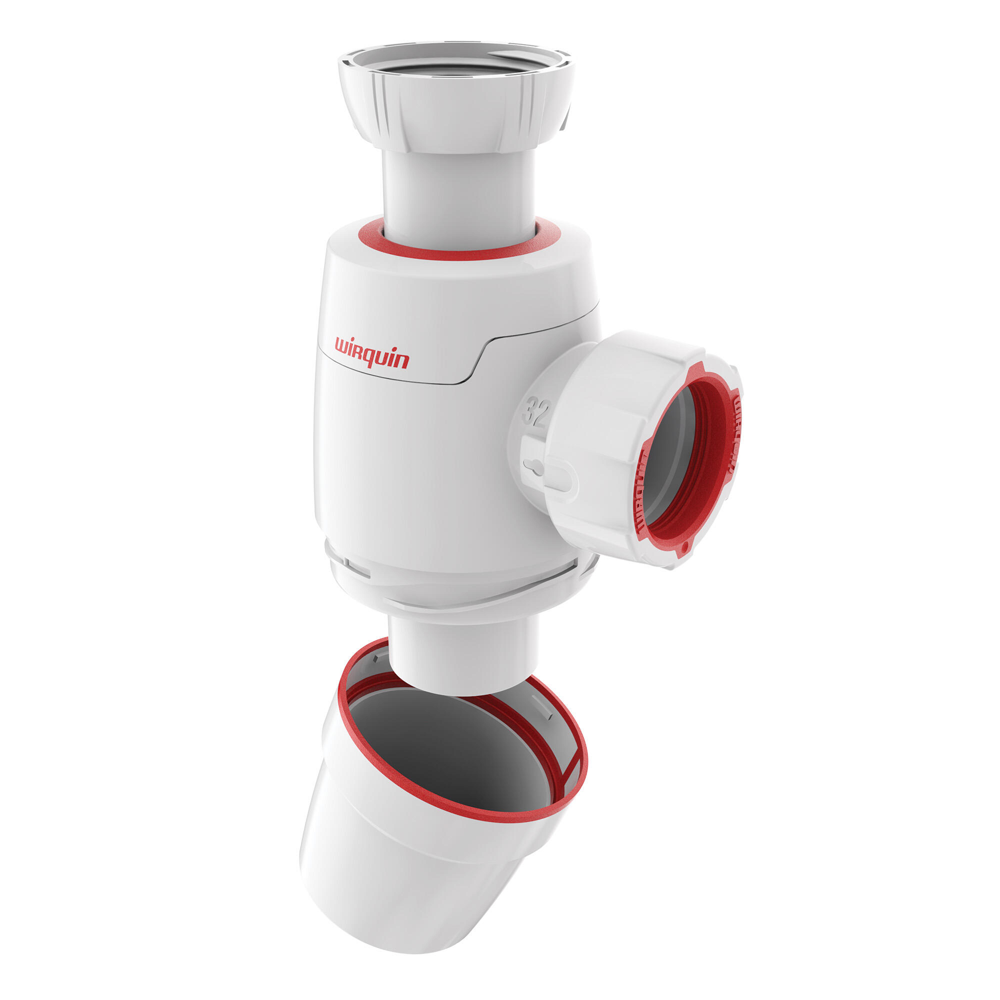 Siphon pour lavabo Diam.32 mm réglable en hauteur blanc NF - WIRQUIN Néo - 2